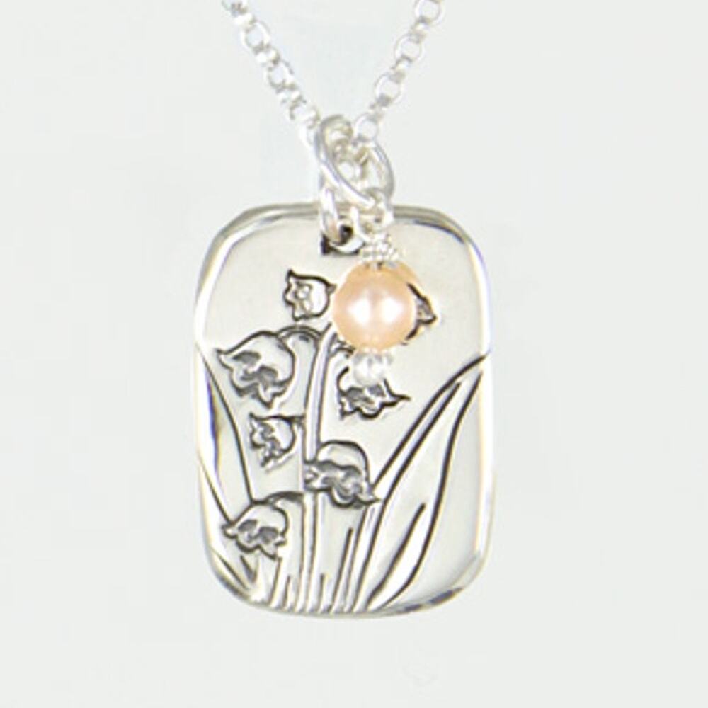 Far Fetched Lily of the Valley Pearl Quote Pendant Necklace 925 Sterling Silver